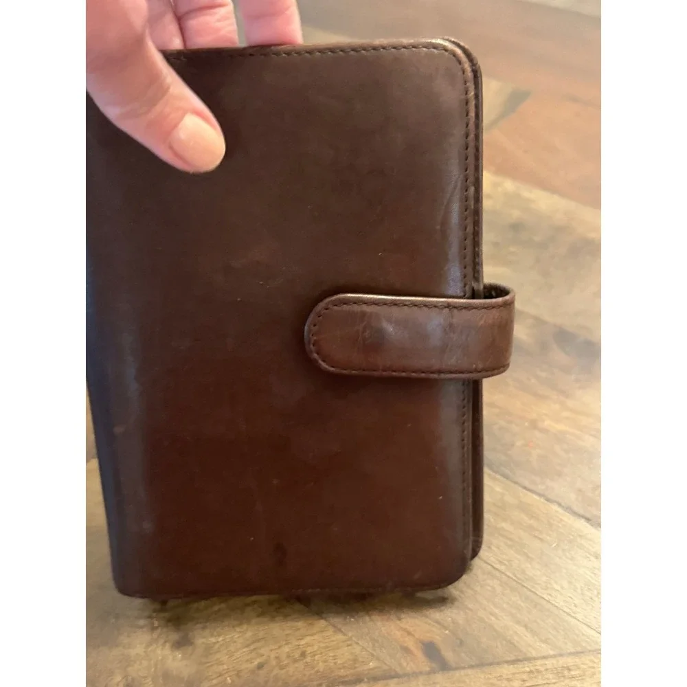 Wilson's Leather Vintage Brown Leather 6-Ring Personal Organizer Planner Binder